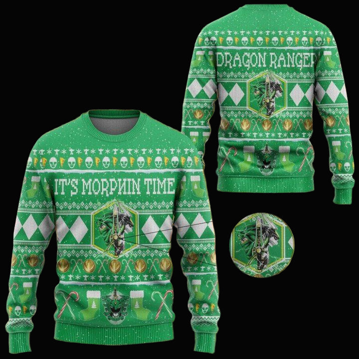 Mighty Morphin Ninjetti Green Ranger Christmas Sweater ? Usalast