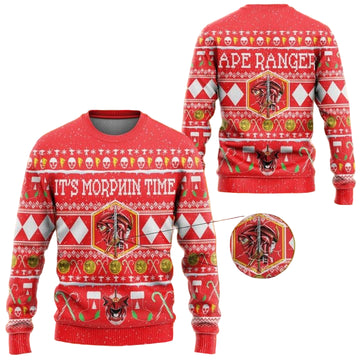 Mighty Morphin Ninjetti Red Ranger Christmas Sweater ? Usalast