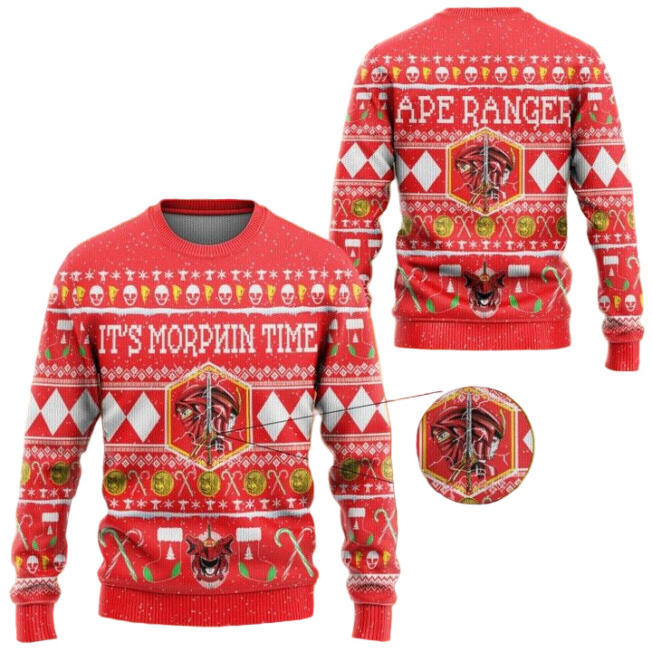 Mighty Morphin Ninjetti Red Ranger Christmas Sweater ? Usalast