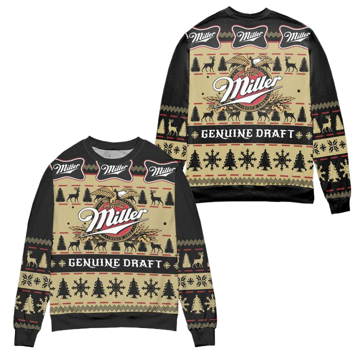 Miller Genuine Draft Snowflake Christmas Pattern Ugly Christmas Sweater ? Usalast