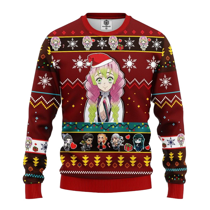 Mitsuri Kanroji Demon Slayer Anime Ugly Christmas Sweater Red 1 Amazing Gift Idea Thanksgiving Gift ? Usalast