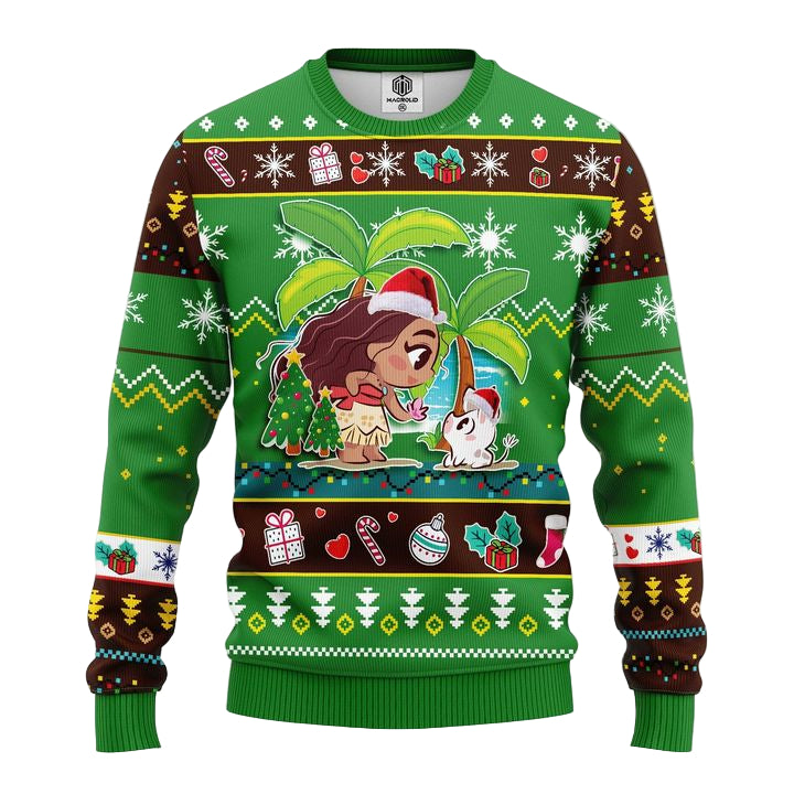 Moana Ugly Christmas Sweater Green Amazing Gift Idea Thanksgiving Gift ? Usalast