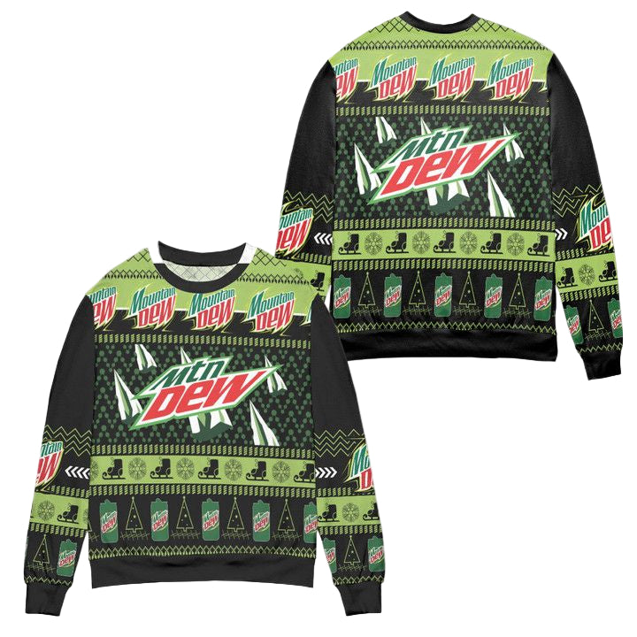 Mountain Dew Pine Tree Snowflake Pattern Ugly Christmas Sweater ? Usalast