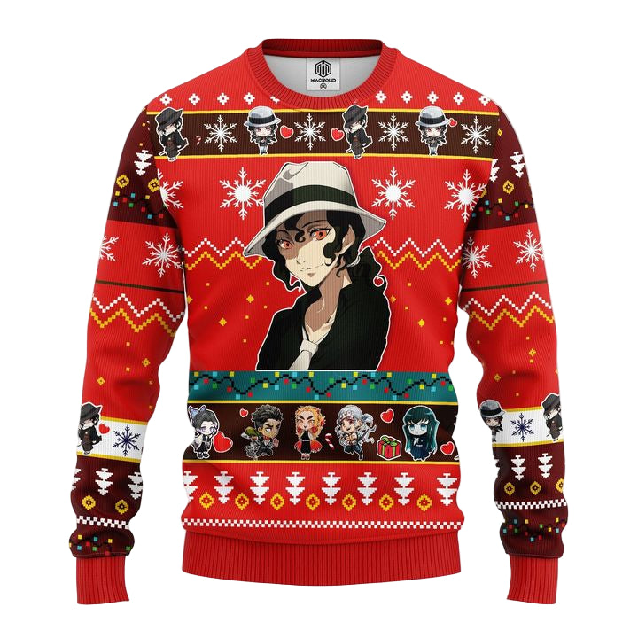 Muzan Kibutsuji Christmas Demon Slayer Anime Ugly Christmas Sweater Red 1 Amazing Gift Idea Thanksgiving Gift ? Usalast