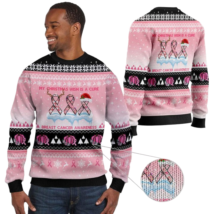My Christmas Wish Is A Cure Breast Cancer Awareness Ugly Christmas Sweater ? Usalast