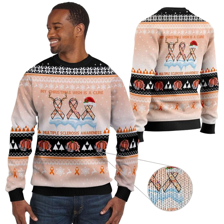 My Christmas Wish Is A Cure Multiple Sclerosis Awareness Ugly All Over Print 3D Sweater ? Usalast
