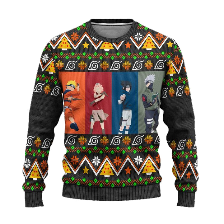 Naruto Team 7 Anime Ugly Christmas Sweater Konohagakure Xmas Gift ? Usalast