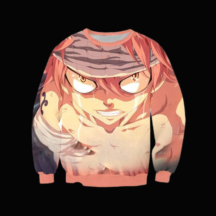 Natsu Anger Cry Sweater ? Fairy Tail 3D Printed Sweater ? Usalast