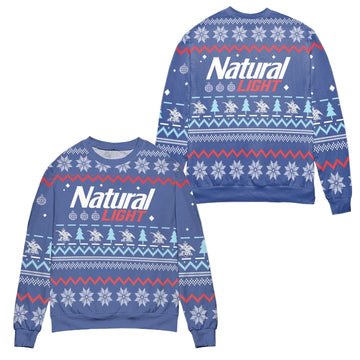 Natural Light Snowflakes Pattern Ugly Christmas Sweater ? Blue ? Usalast