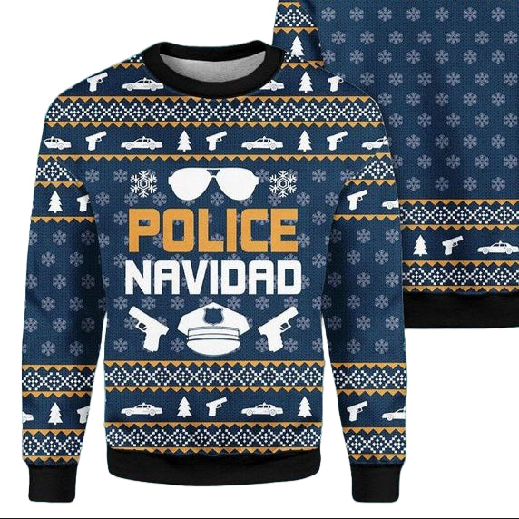 Navidad Xmas Policeman Merry Cop Police Wife 3d Ugly Christmas Sweater ? Usalast