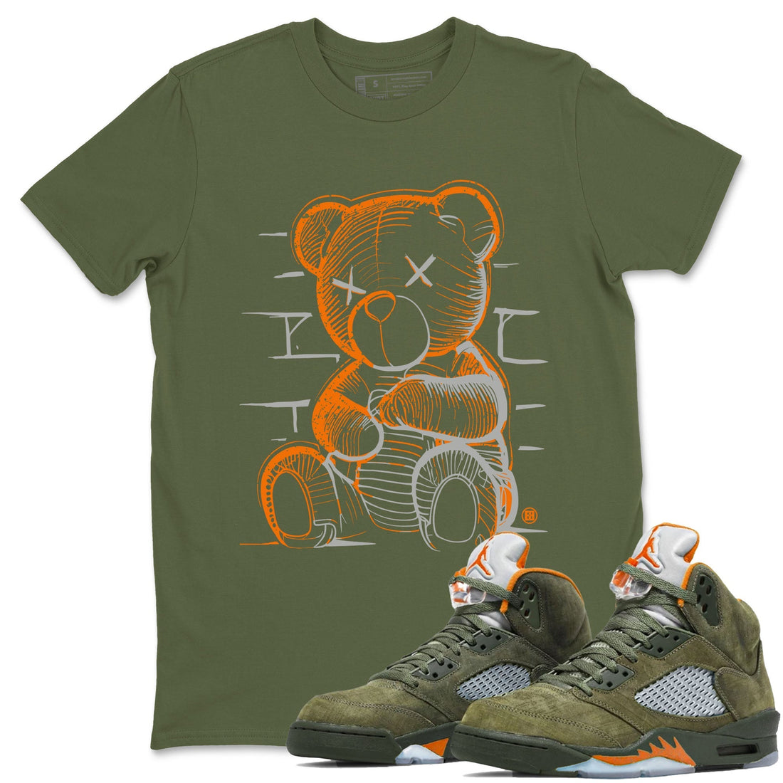 Neon Bear Sneaker Tees - Air Jordan 5 Olive