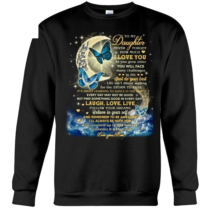 Never Forget How Much I Love You Blue Cloud Waning Moon Mama Gift For Daughter Sweater ? Usalast