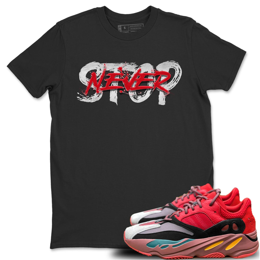 Never Stop Unisex Tops - Yeezy 700 Hi-Res Red