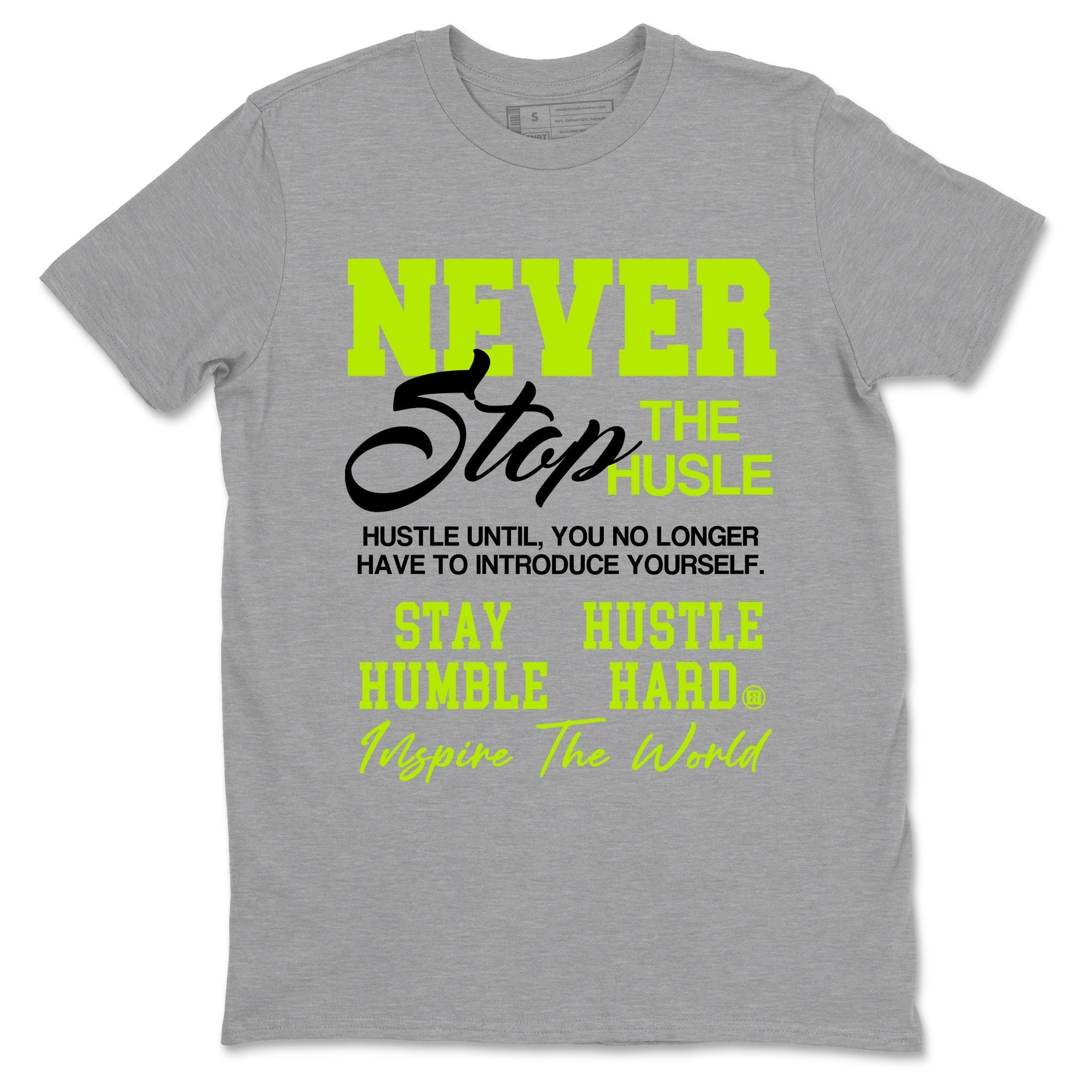 Never Stop The Hustle Sneaker Tees - Air Foamposite One Black Volt