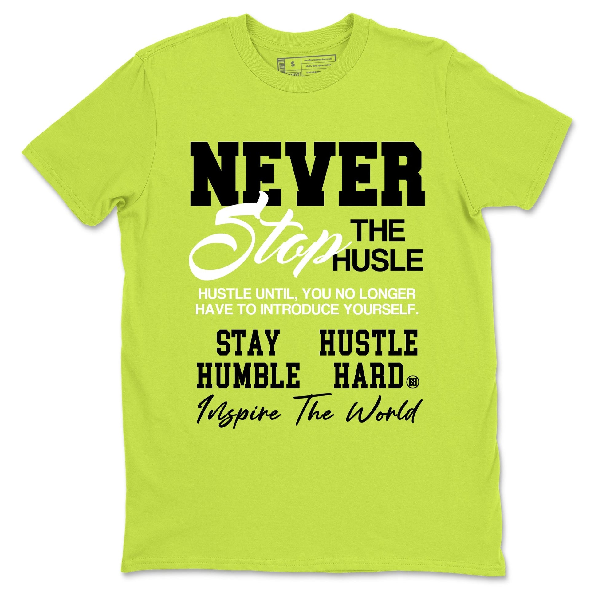 Never Stop The Hustle Sneaker Tees - Air Foamposite One Black Volt