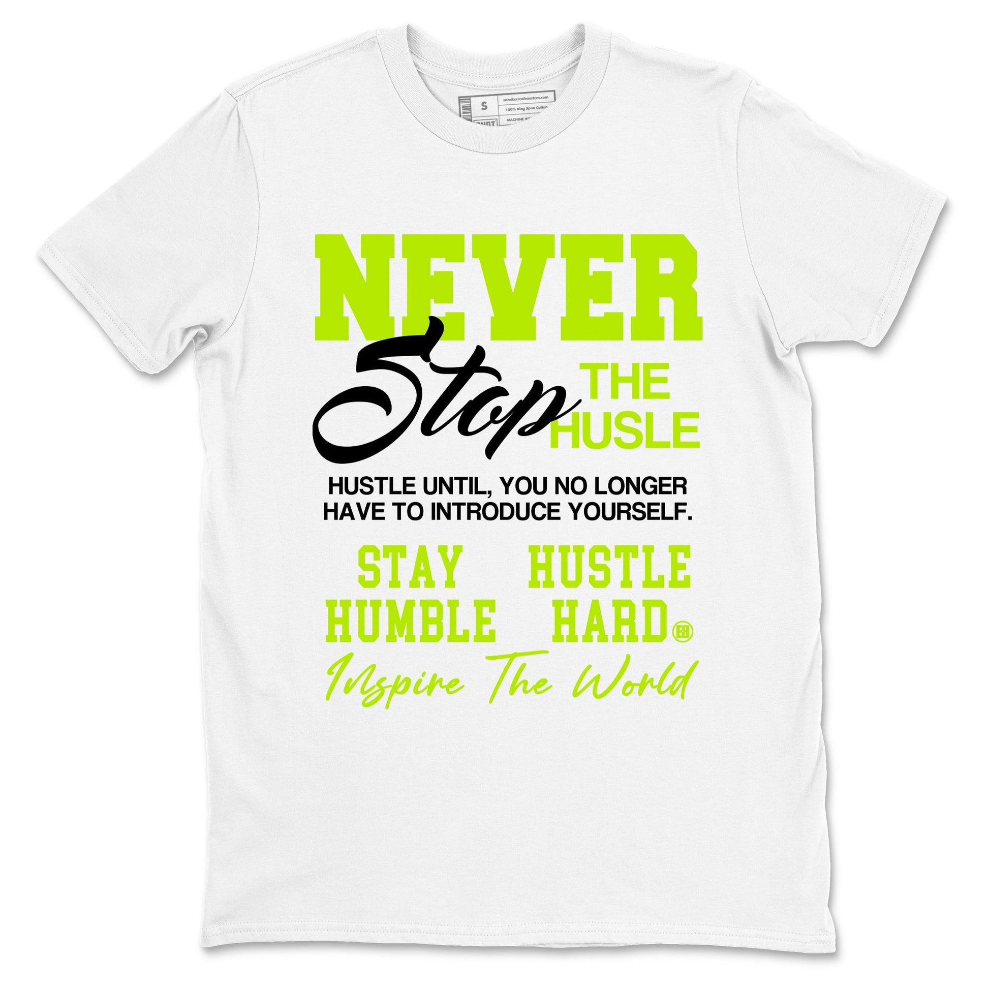 Never Stop The Hustle Sneaker Tees - Air Foamposite One Black Volt