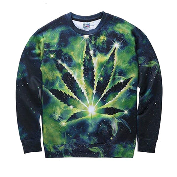 New Arrivals Men Women 3D Sweater Space Galaxy Hoodies Digital Print Green Leaves Autumn Winter Thin Tops Sh4577 ? Usalast