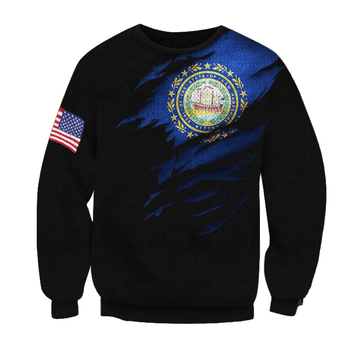 New Hampshire American Flag Logo Sweater Us State Flag New Hampshire Gift Unisex Clothing ? Usalast