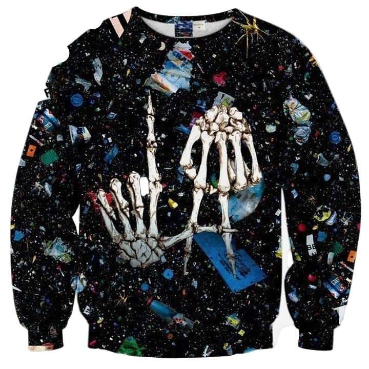 New Mens Fashion Sweater 3D Printed Space Debris Skull Hands Hoodies Casual Autumn Tops Asia S-Xl Sh4587 ? Usalast