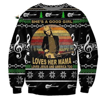 New Tom Petty Shes A Good Girl Loves Her Mama Christmas Sweater ? Usalast