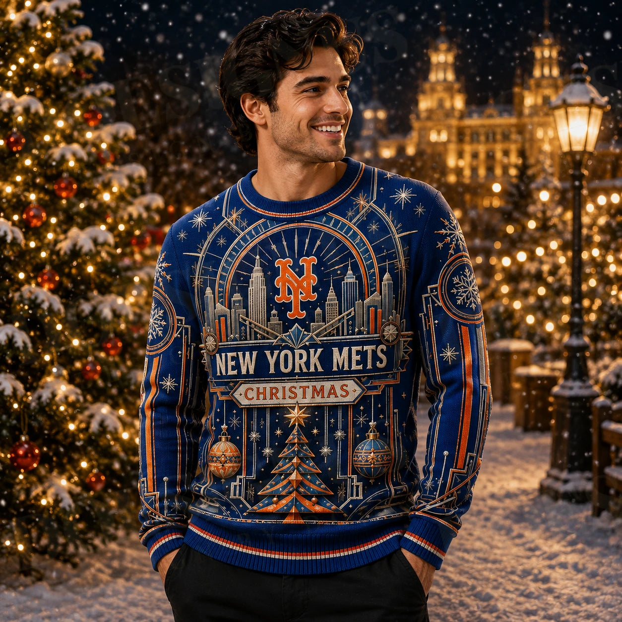 Custom Name And Number New York Mets Metropolitan Noel Christmas Ugly Sweater 2026