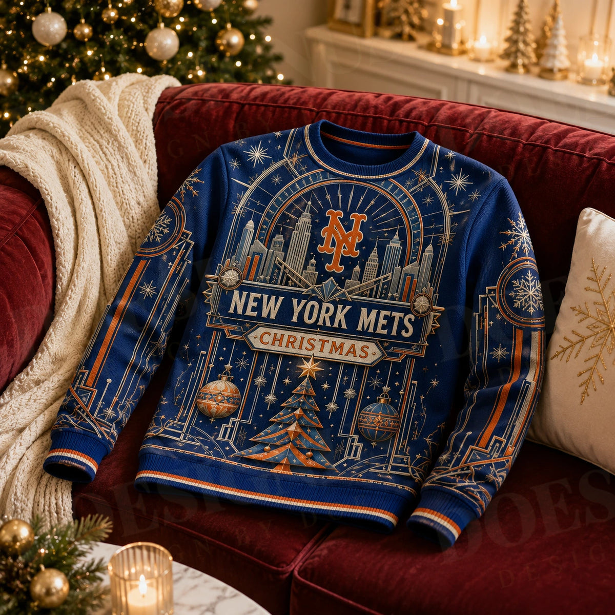 Custom Name And Number New York Mets Metropolitan Noel Christmas Ugly Sweater 2026