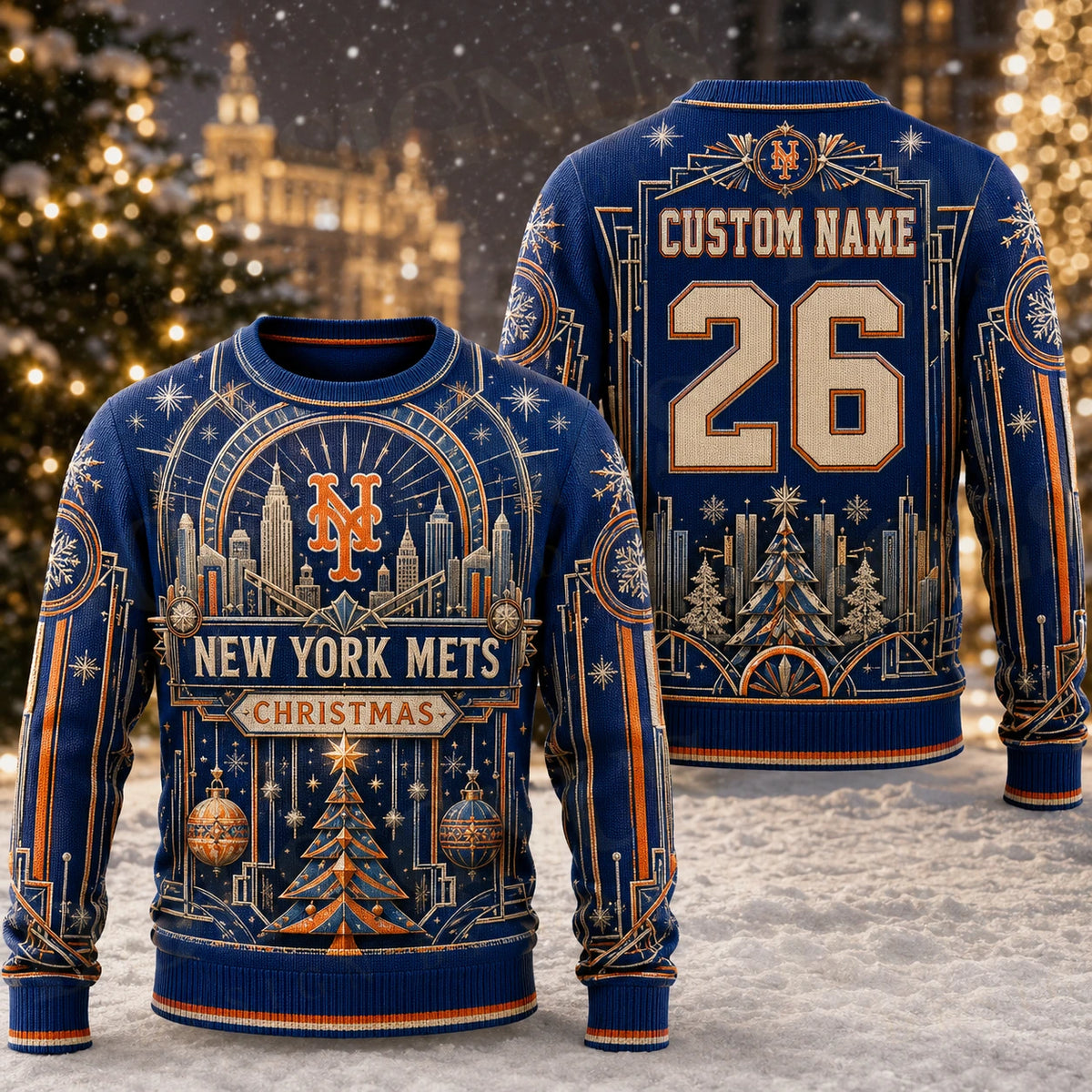 Custom Name And Number New York Mets Metropolitan Noel Christmas Ugly Sweater 2026