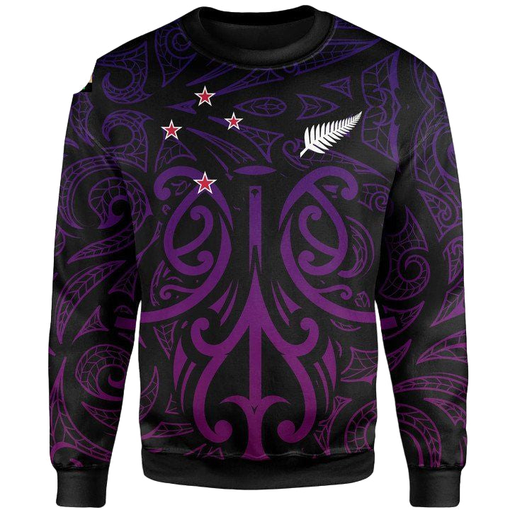 New Zealand ? Maori Mask Pullover Sweater Purple A065 ? Usalast