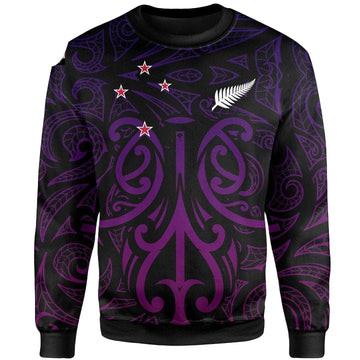 New Zealand ? Maori Mask Pullover Sweater Purple A065 ? Usalast