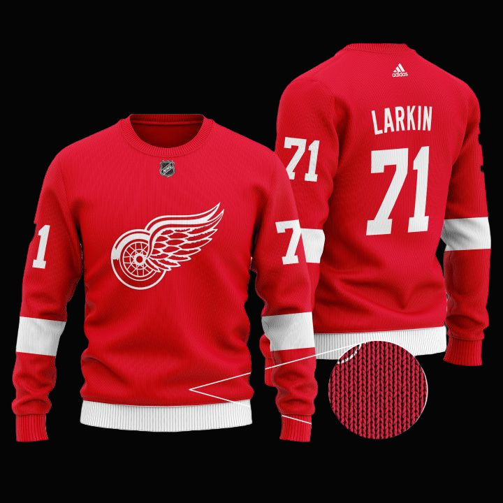 Nhl Detroit Red Wings Larkin 71 Red Wool Sweater ? Usalast