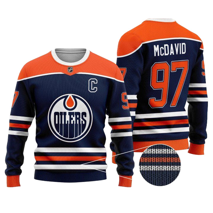 Nhl Edmonton Oilers Mcdavid 97 Navy Wool Sweater ? Usalast