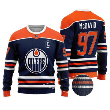 Nhl Edmonton Oilers Mcdavid 97 Navy Wool Sweater ? Usalast