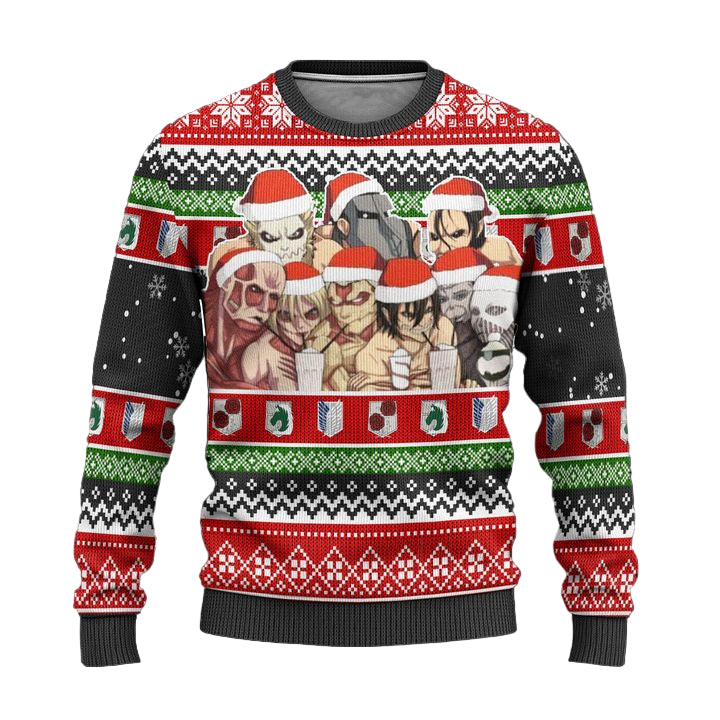 Nine Titans Attack on Titan Anime Ugly Christmas Sweater Xmas Gift ? Usalast