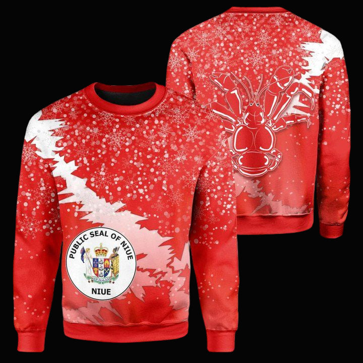 Niue Coat Of Arms Coconut Crab Christmas Sweater ? Red ? X Style ? J83 ? Usalast