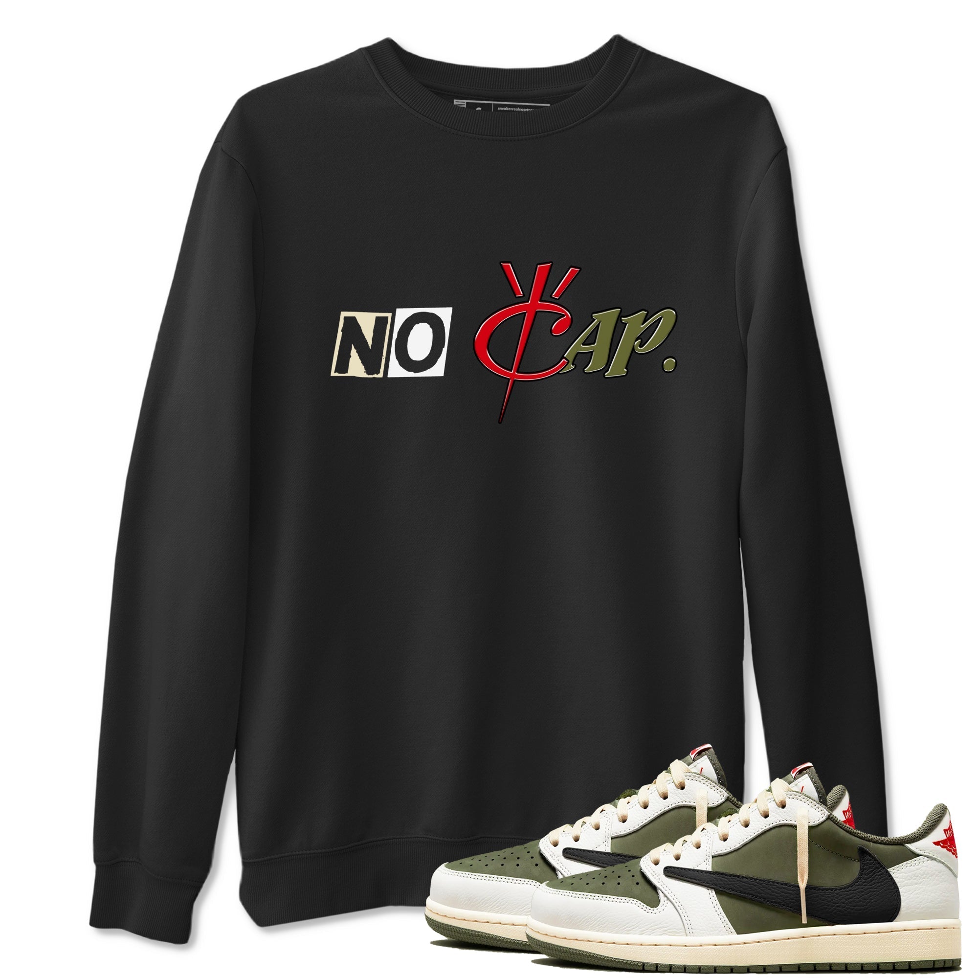 No Cap Sneaker Tees - Air Jordan 1 Travis Scott Medium Olive