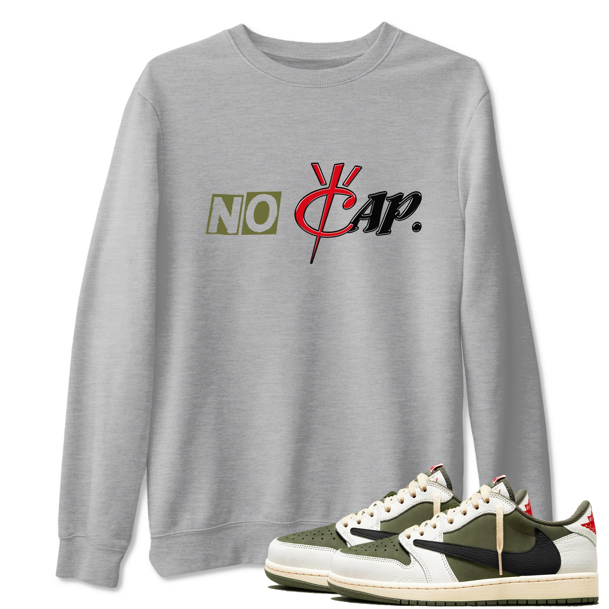No Cap Sneaker Tees - Air Jordan 1 Travis Scott Medium Olive