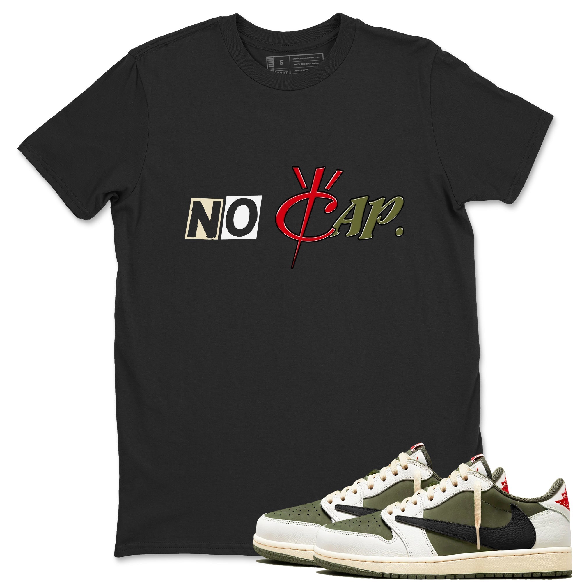 No Cap Sneaker Tees - Air Jordan 1 Travis Scott Medium Olive