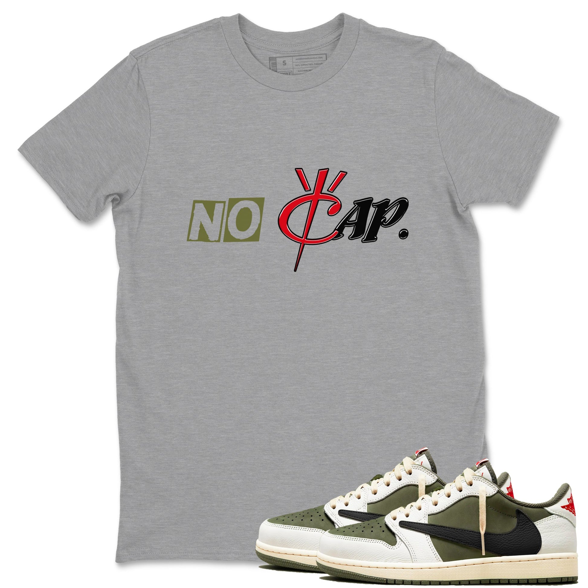 No Cap Sneaker Tees - Air Jordan 1 Travis Scott Medium Olive