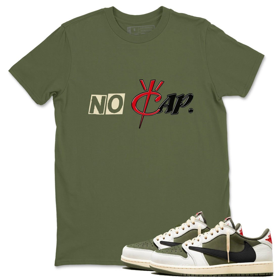No Cap Sneaker Tees - Air Jordan 1 Travis Scott Medium Olive