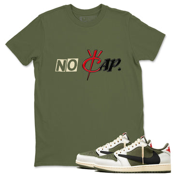 No Cap Sneaker Tees - Air Jordan 1 Travis Scott Medium Olive