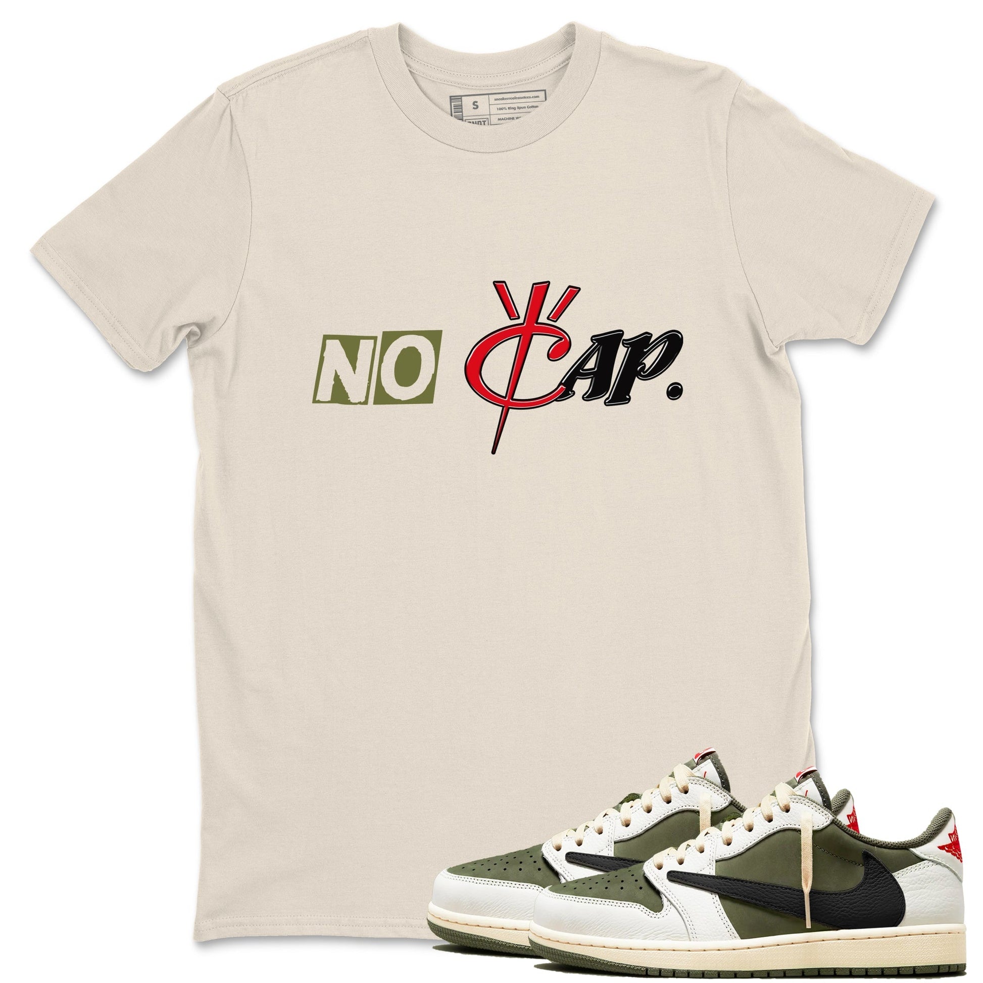 No Cap Sneaker Tees - Air Jordan 1 Travis Scott Medium Olive