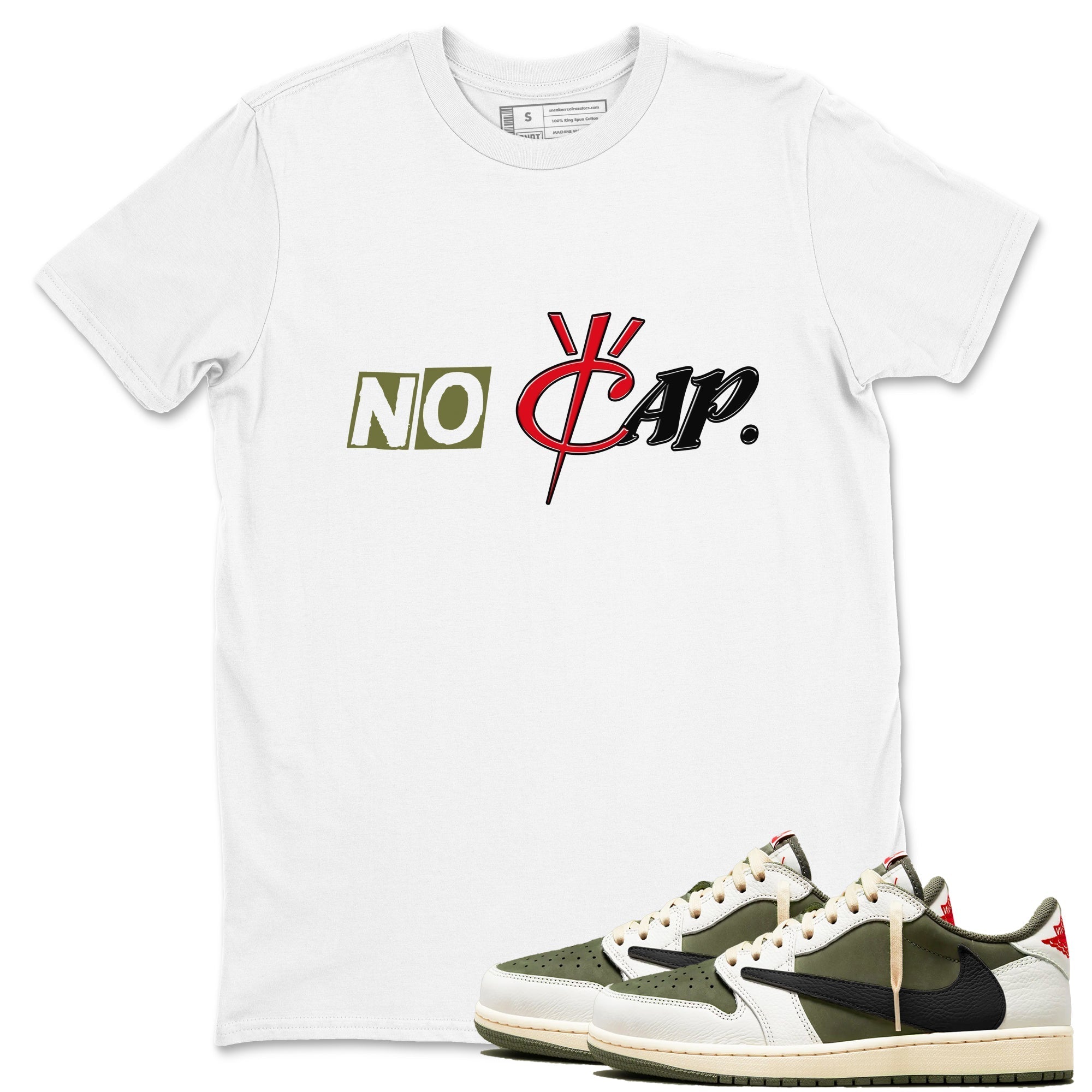 No Cap Sneaker Tees - Air Jordan 1 Travis Scott Medium Olive