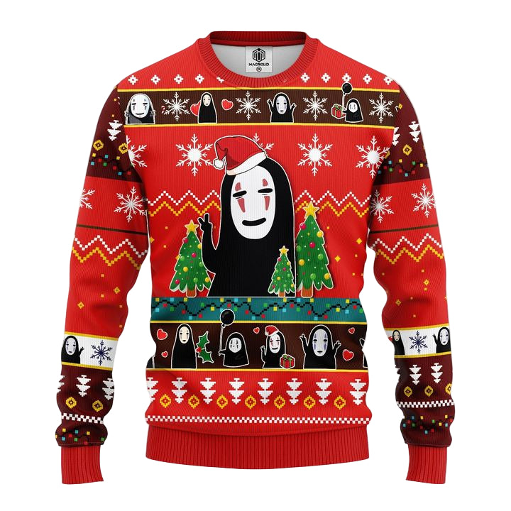 No Face Sprited Away Anime Ugly Christmas Sweater Red 1 Amazing Gift Idea Thanksgiving Gift ? Usalast