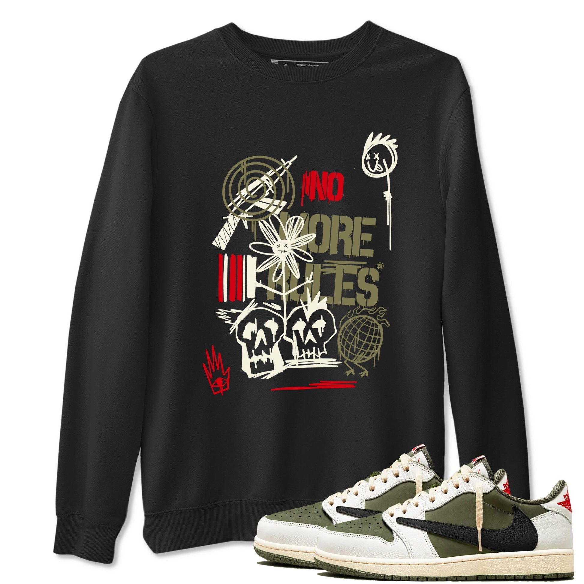 No More Rules Sneaker Tees - Air Jordan 1 Travis Scott Medium Olive