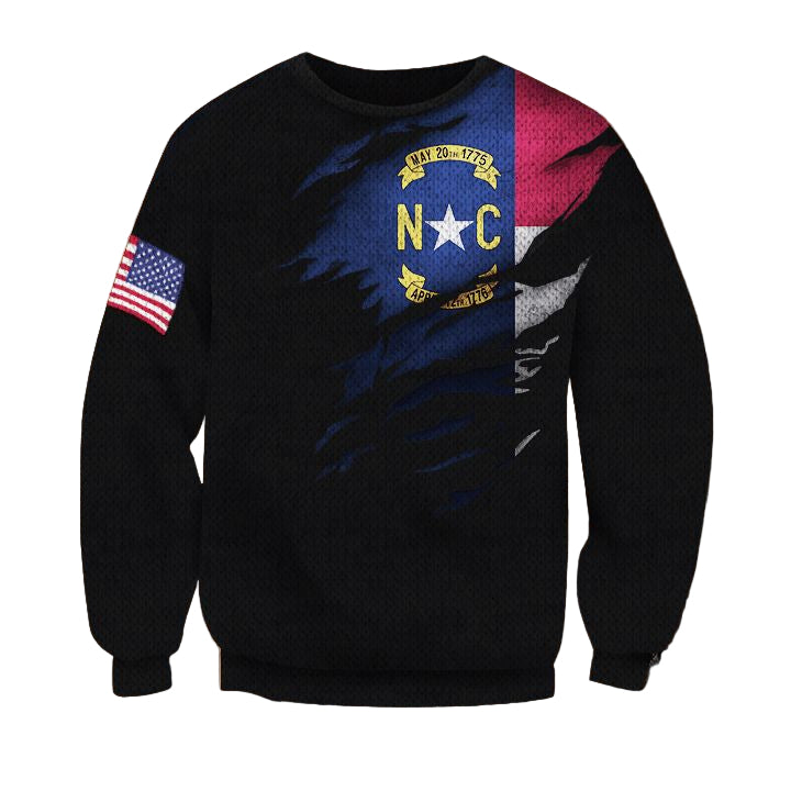 North Carolina American Flag Logo Sweater North Carolina State Pride Gift For Men ? Usalast