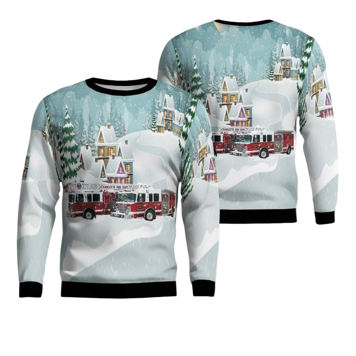 North Carolina Charlotte Fire Department Christmas Sweater 3D ? Usalast