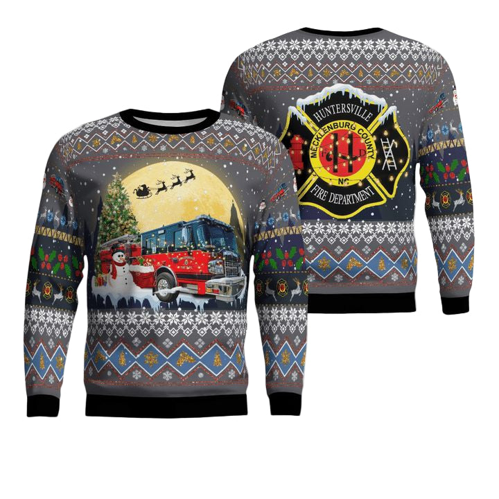North Carolina Huntersville Fire Department Christmas AOP Sweater ? Usalast