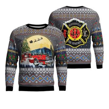 North Carolina Huntersville Fire Department Christmas AOP Sweater ? Usalast