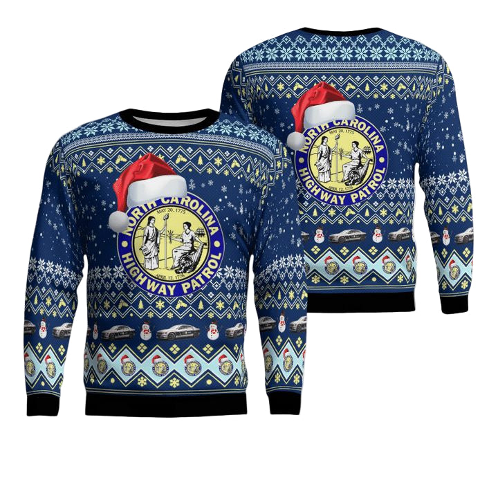 North Carolina State Highway Patrol Christmas AOP Sweater ? Usalast