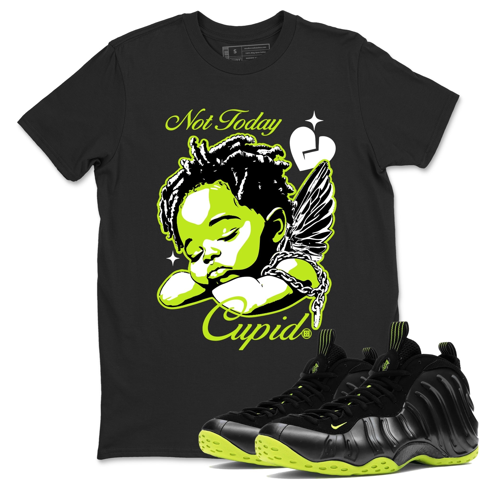 Not Today Cupid Sneaker Tees - Air Foamposite One Black Volt